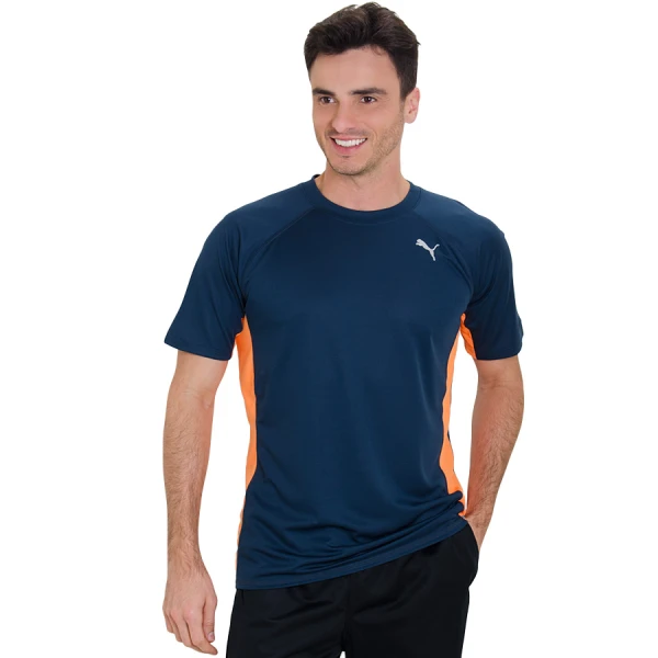 CAMISETA PUMA RUNNING S/S TEE MASCULINA - Marinho/laranja