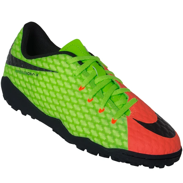 CHUTEIRA NIKE HYPERVENOMX PHELON 3 TF INFANTIL - Verde/laranja