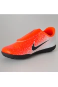 CHUTEIRA NIKE VAPOR 12 CLUB PS TF INFANTIL - Laranja/branco