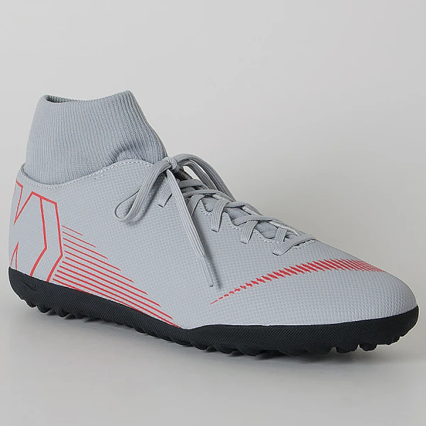 CHUTEIRA SOCIETY NIKE MERCURIALX SUPERFLY 6 CLUB TF - Cinza/vermelho