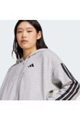 JAQUETA ADIDAS 3S ESSENTIALS COM CAPUZ FEMININA - Cinza/preto JAQUETA ADIDAS 3S ESSENTIALS COM CAPUZ FEMININA - Cinza/preto