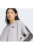 JAQUETA ADIDAS 3S ESSENTIALS COM CAPUZ FEMININA - Cinza/preto