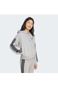 JAQUETA ADIDAS 3S ESSENTIALS COM CAPUZ FEMININA - Cinza/preto JAQUETA ADIDAS 3S ESSENTIALS COM CAPUZ FEMININA - Cinza/preto
