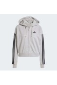 JAQUETA ADIDAS 3S ESSENTIALS COM CAPUZ FEMININA - Cinza/preto JAQUETA ADIDAS 3S ESSENTIALS COM CAPUZ FEMININA - Cinza/preto