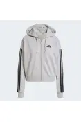JAQUETA ADIDAS 3S ESSENTIALS COM CAPUZ FEMININA - Cinza/preto