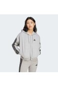 JAQUETA ADIDAS 3S ESSENTIALS COM CAPUZ FEMININA - Cinza/preto JAQUETA ADIDAS 3S ESSENTIALS COM CAPUZ FEMININA - Cinza/preto