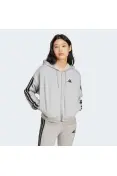 JAQUETA ADIDAS 3S ESSENTIALS COM CAPUZ FEMININA - Cinza/preto