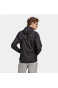 JAQUETA ADIDAS CORTA-VENTO PRIMEGREEN ESSENTIALS 3-STRIPES MASCULINA - Preto/branco JAQUETA ADIDAS CORTA-VENTO PRIMEGREEN ESSENTIALS 3-STRIPES MASCULINA - Preto/branco