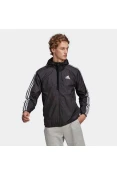 JAQUETA ADIDAS CORTA-VENTO PRIMEGREEN ESSENTIALS 3-STRIPES MASCULINA - Preto/branco