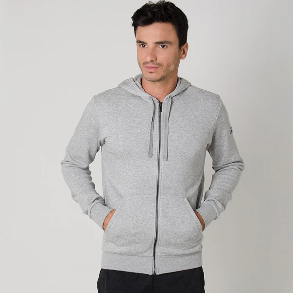 JAQUETA ADIDAS ESSENTIALS BASE FLEECE COM CAPUZ MASCULINA - Cinza