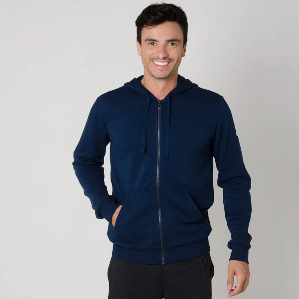 JAQUETA ADIDAS ESSENTIALS BASE FLEECE COM CAPUZ MASCULINA - Marinho