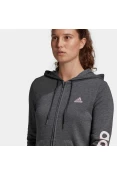 JAQUETA ADIDAS MOLETON CAPUZ ZIPER ESSENTIALS LOGO FEMININA - Grafite/rosa JAQUETA ADIDAS MOLETON CAPUZ ZIPER ESSENTIALS LOGO FEMININA - Grafite/rosa
