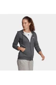 JAQUETA ADIDAS MOLETON CAPUZ ZIPER ESSENTIALS LOGO FEMININA - Grafite/rosa JAQUETA ADIDAS MOLETON CAPUZ ZIPER ESSENTIALS LOGO FEMININA - Grafite/rosa