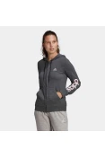 JAQUETA ADIDAS MOLETON CAPUZ ZIPER ESSENTIALS LOGO FEMININA - Grafite/rosa JAQUETA ADIDAS MOLETON CAPUZ ZIPER ESSENTIALS LOGO FEMININA - Grafite/rosa