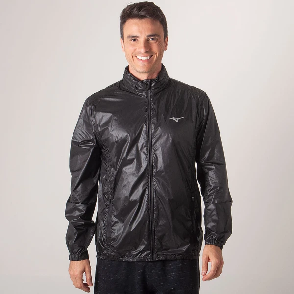 JAQUETA CORTA-VENTO MIZUNO RUN FAST MASCULINA - Preto/prata