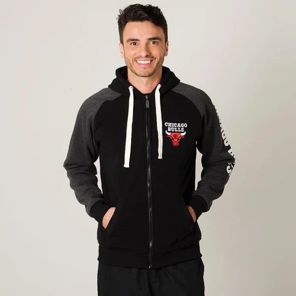 JAQUETA NBA MOLETOM BULLS MASCULINA - Preto/grafite