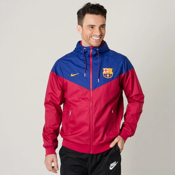 JAQUETA NIKE BARCELONA WRANGLER WOVEN AUTENTHIC COM CAPUZ MASCULINA - Bordo/azul