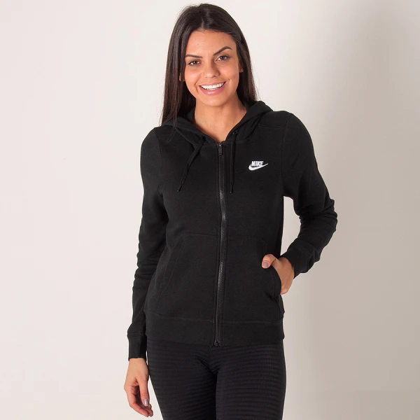 JAQUETA NIKE HOODIE FZ FLC FEMININA - Preto