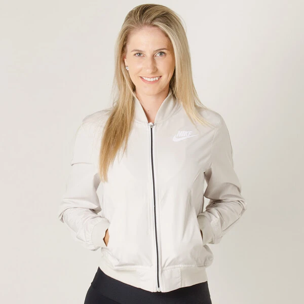 JAQUETA NIKE NSW AV15 WOVEN FEMININA - Gelo/branco