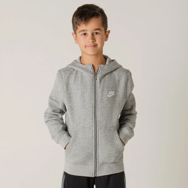 JAQUETA NIKE NSW HOODIE FZ CLUB INFANTIL - Cinza