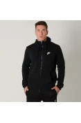 JAQUETA NIKE NSW HOODIE FZ FLC CLUB COM CAPUZ MASCULINA - Preto