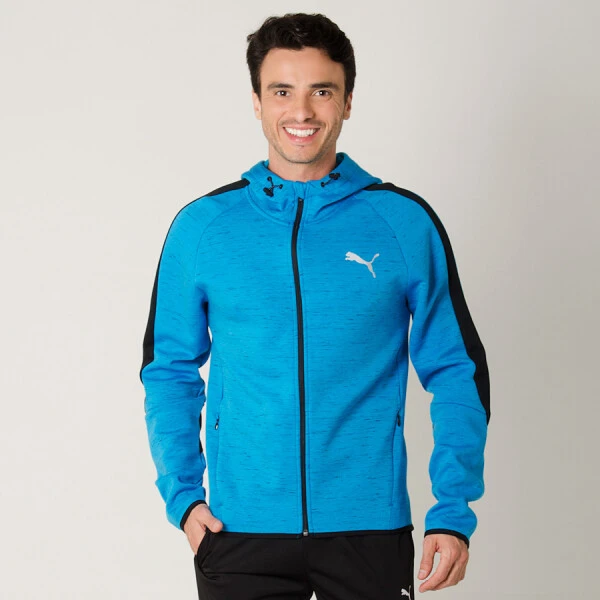 JAQUETA PUMA EVOSTRIPE SPACEKNIT COM CAPUZ MASCULINA - Azul