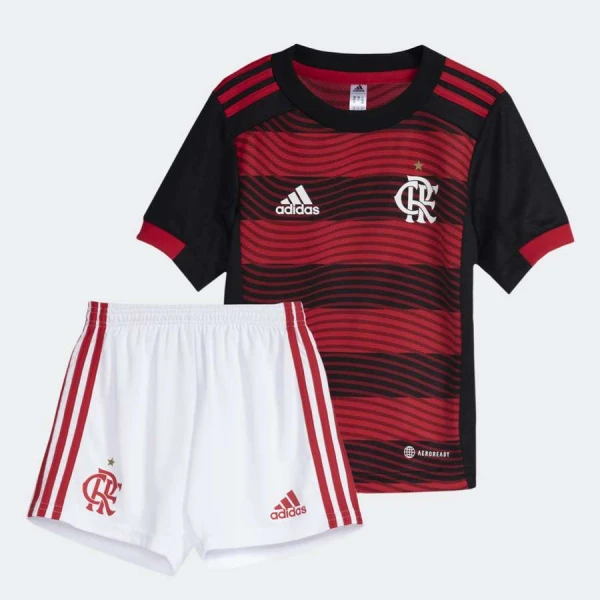 KIT ADIDAS FLAMENGO MINI OFICIAL I 2022/23 KIDS - Vermelho/branco