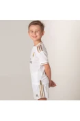 KIT ADIDAS REAL MADRID OFICIAL 1 2019/20 SEM NÚMERO INFANTIL - Branco