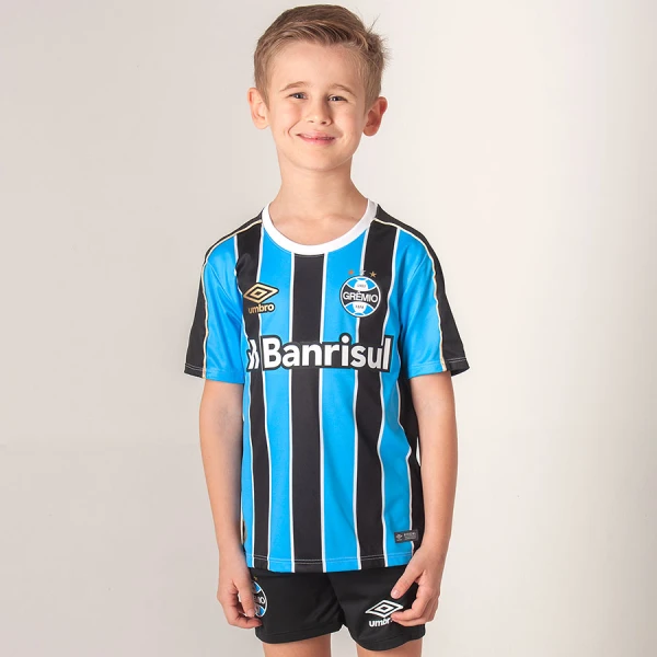 KIT UMBRO GRÊMIO OFICIAL 1 2019 INFANTIL - Azul/preto