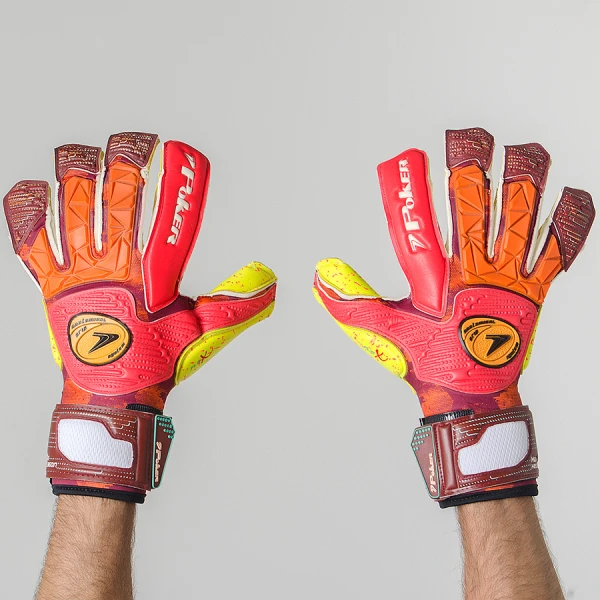 LUVA POKER CAMPO MAX HEXAGON PROFISSIONAL - Vermelho/amarelo