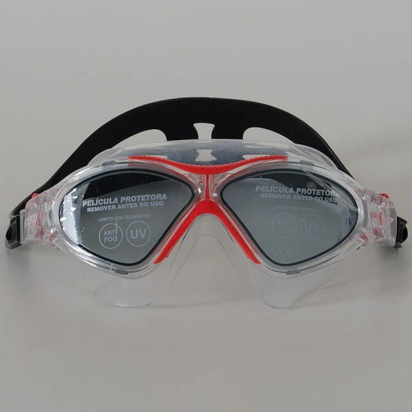 ÓCULOS NATAÇÃO SPEEDO OMEGA SWIM MASK - Transparente/vermelho