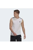 REGATA ADIDAS ESPORTIVA AEROREADY DESIGNED TO MOVE 3-STRIPES MASCULINA - Branco/preto