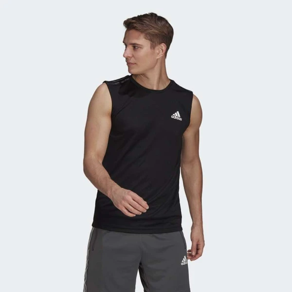 REGATA ADIDAS ESPORTIVA AEROREADY DESIGNED TO MOVE 3-STRIPES MASCULINA - Preto