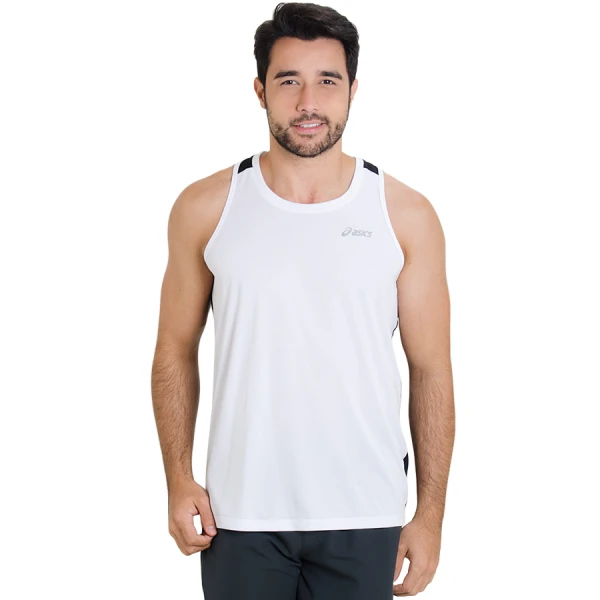 REGATA ASICS SPORTS MESH SINGLET MASCULINA - Branco/preto