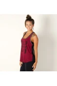 REGATA COLCCI ESTAMPADA DETALHE TELA FEMININA - Bordo/preto REGATA COLCCI ESTAMPADA DETALHE TELA FEMININA - Bordo/preto