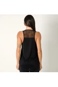 REGATA COLCCI ESTAMPADA DETALHE TELA FEMININA - Preto REGATA COLCCI ESTAMPADA DETALHE TELA FEMININA - Preto