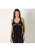 REGATA COLCCI ESTAMPADA DETALHE TELA FEMININA - Preto REGATA COLCCI ESTAMPADA DETALHE TELA FEMININA - Preto