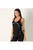 REGATA COLCCI ESTAMPADA DETALHE TELA FEMININA - Preto REGATA COLCCI ESTAMPADA DETALHE TELA FEMININA - Preto
