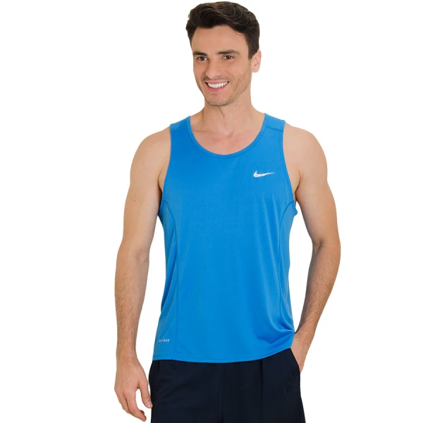 REGATA NIKE DF MILER SINGLET MASCULINA - Azul/prata
