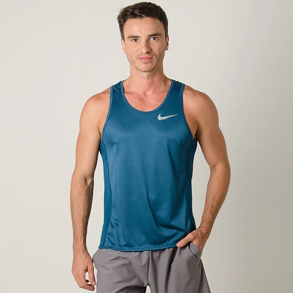 REGATA NIKE DRY MILER RUNNING MASCULINA - Azul/prata