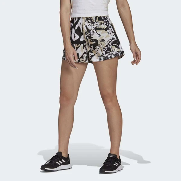 SHORTS ADIDAS FARM AOP FEMININO - Preto/bege
