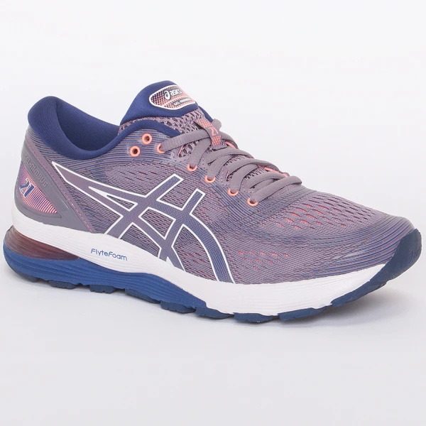 TÊNIS ASICS GEL NIMBUS 21 FEMININO - Lilas/azul