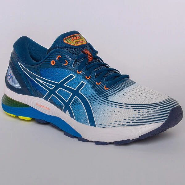 TÊNIS ASICS GEL NIMBUS 21 MASCULINO - Azul/branco
