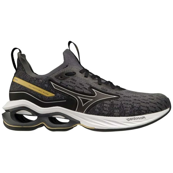 TÊNIS MIZUNO WAVE CREATION 23 KNIT MASCULINO - Chumbo/dourado