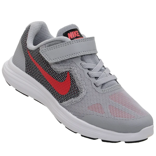 TÊNIS NIKE REVOLUTION 3 PSV INFANTIL - Cinza/vermelho