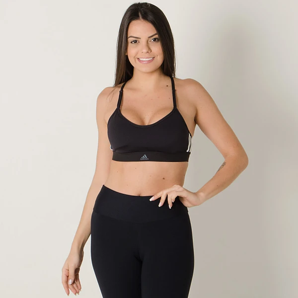 TOP ADIDAS ALL ME 3-STRIPES FEMININO - Preto/branco