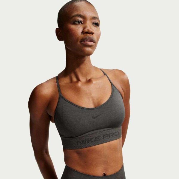 TOP NIKE PRO SEAMLESS FEMININO - Chumbo