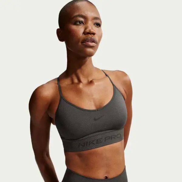 TOP NIKE PRO SEAMLESS FEMININO - Chumbo