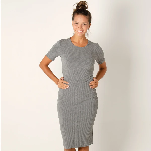 VESTIDO COLCCI CANELADO FEMININO - Cinza