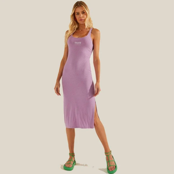 VESTIDO COLCCI CANELADO MIDI SPORT STUDIO FEMININO - Lilas
